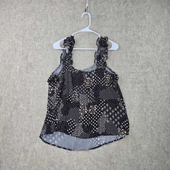 Maurices Womens Polka Dot Black Sleeveless Tank Top Size L Rayon Casual - Picture 2 of 8